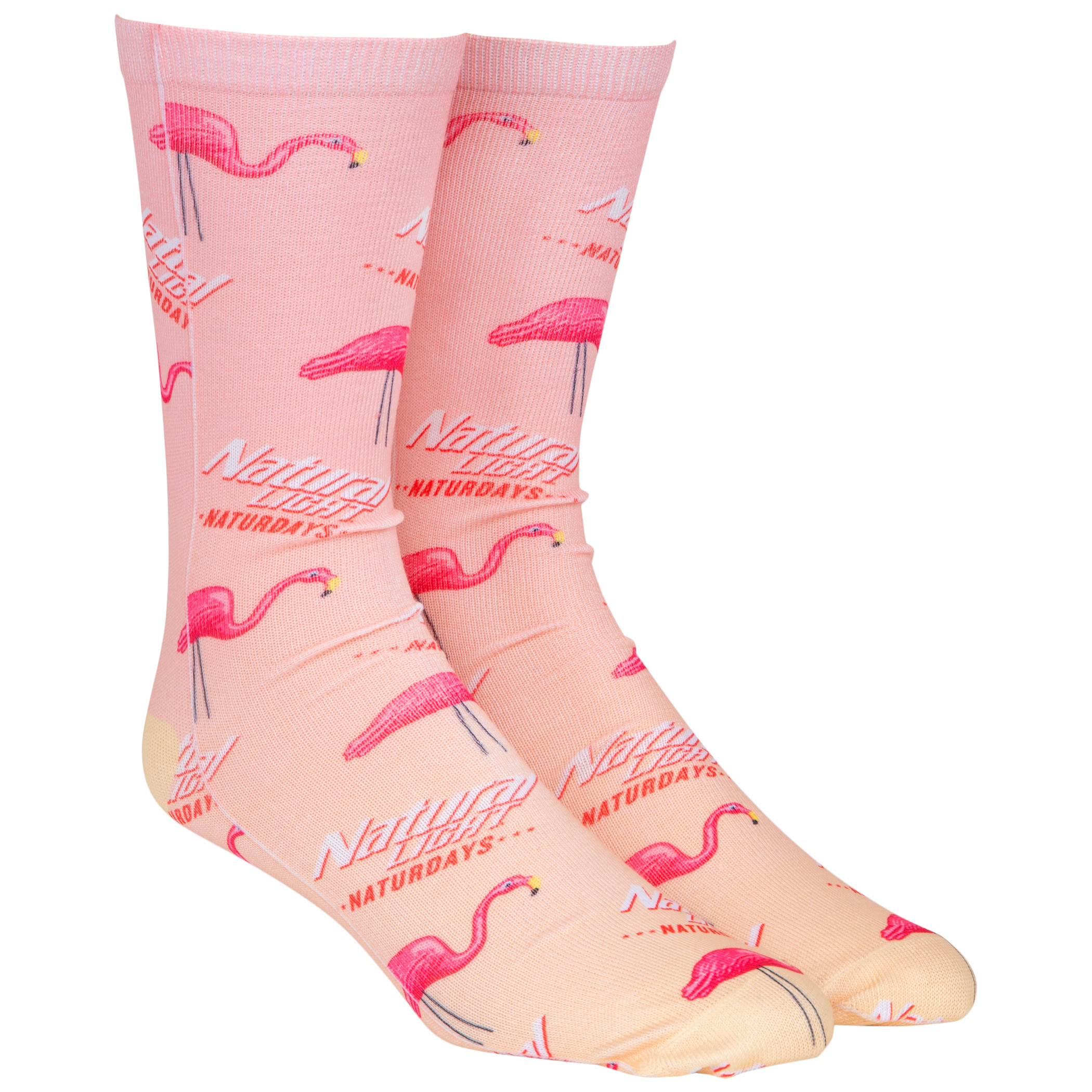 Natural Light Naturdays Flamingos All Over Print Crew Socks
